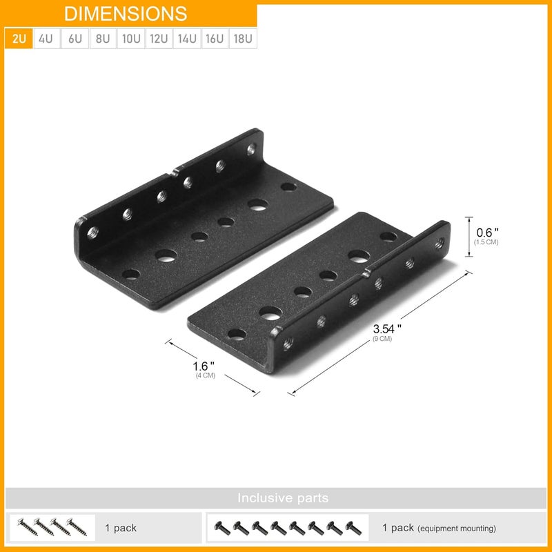RIVECO 2 PCS 2U Rack Rails, Tapered Holes Rack Mount Rails for Recording & Network Wooden Cabinet Mounting, 3.0 mm Thickness Steel Heavy Duty, Screws Included - Image 5